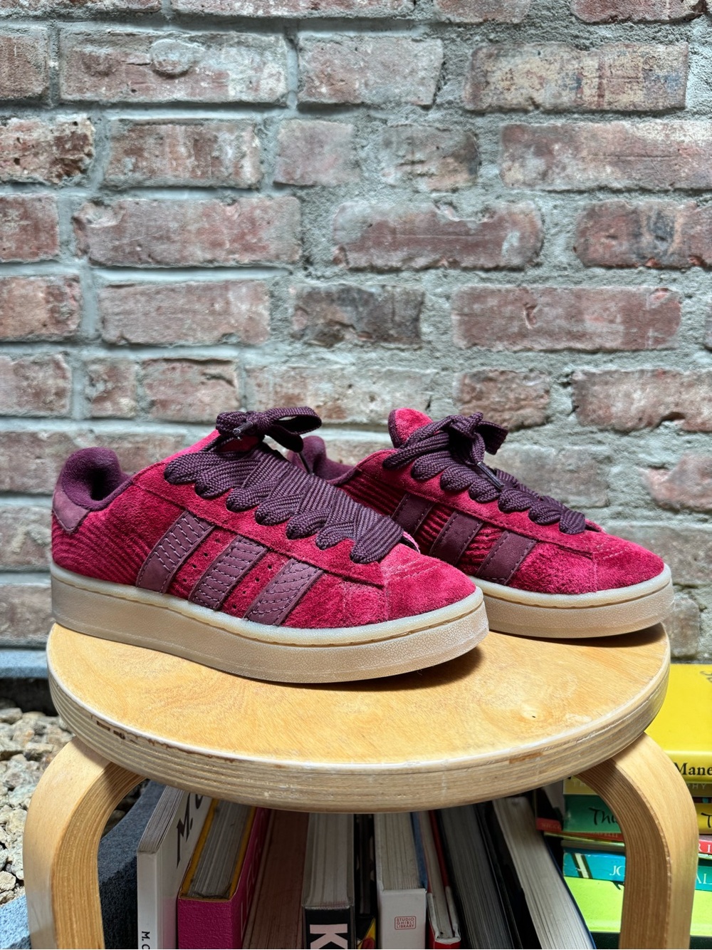 Adidas campus Maroon Suede Low-Top Sneakers with Thick Gum Sole rare